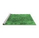 Sideview of Machine Washable Medallion Emerald Green Traditional Area Rugs, wshtr4683emgrn