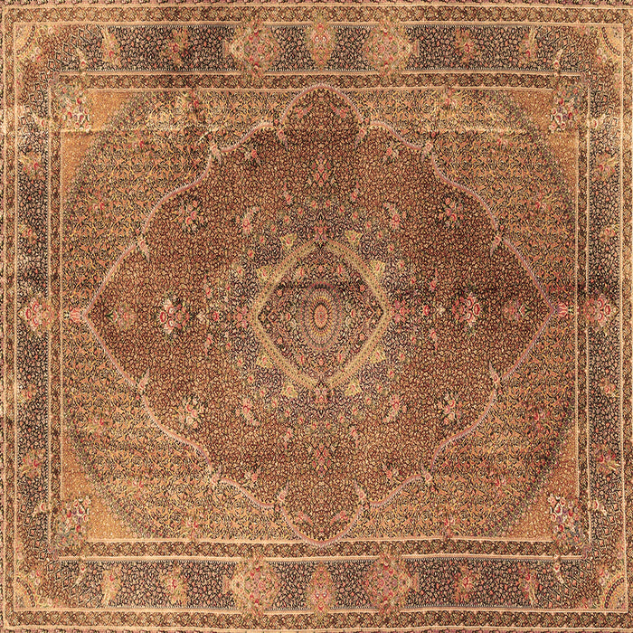 Square Machine Washable Medallion Brown Traditional Rug, wshtr4683brn