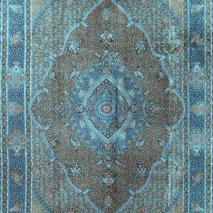 Medallion Light Blue Traditional Rug, tr4683lblu