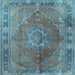 Square Medallion Light Blue Traditional Rug, tr4683lblu