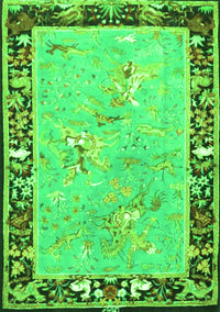 Animal Green Traditional Rug, tr4684grn