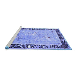 Sideview of Machine Washable Animal Blue Traditional Rug, wshtr4684blu