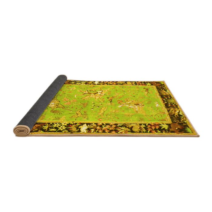 Sideview of Animal Yellow Traditional Rug, tr4684yw