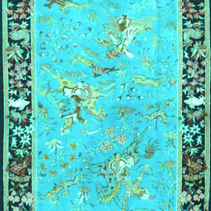 Machine Washable Animal Turquoise Traditional Area Rugs, wshtr4684turq