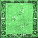 Square Machine Washable Animal Emerald Green Traditional Area Rugs, wshtr4684emgrn