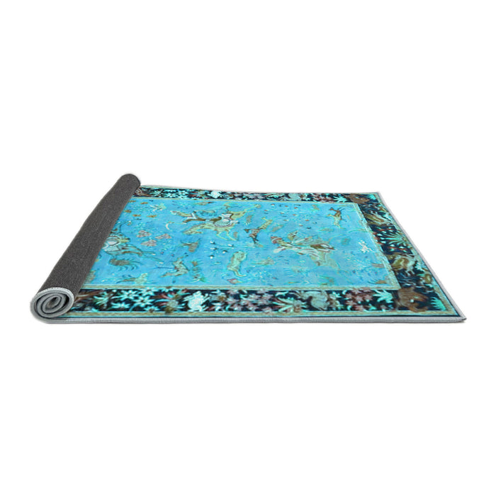 Sideview of Animal Light Blue Traditional Rug, tr4684lblu