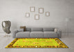 Machine Washable Animal Yellow Traditional Rug in a Living Room, wshtr4684yw