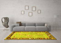 Machine Washable Animal Yellow Traditional Rug, wshtr4684yw