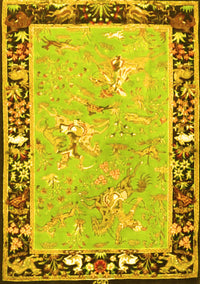 Animal Yellow Traditional Rug, tr4684yw