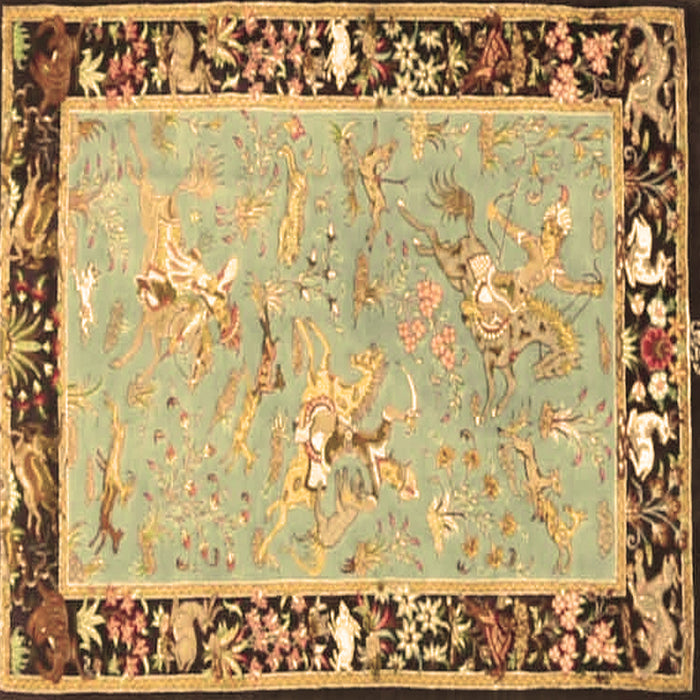 Square Animal Brown Traditional Rug, tr4684brn