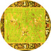 Round Animal Yellow Traditional Rug, tr4684yw