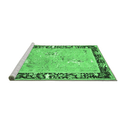 Sideview of Machine Washable Animal Emerald Green Traditional Area Rugs, wshtr4684emgrn