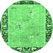Round Machine Washable Animal Emerald Green Traditional Area Rugs, wshtr4684emgrn