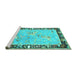 Sideview of Machine Washable Animal Turquoise Traditional Area Rugs, wshtr4684turq