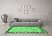 Machine Washable Animal Emerald Green Traditional Area Rugs in a Living Room,, wshtr4684emgrn