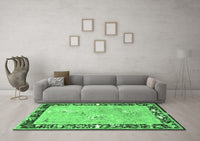 Machine Washable Animal Emerald Green Traditional Rug, wshtr4684emgrn