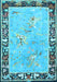 Machine Washable Animal Light Blue Traditional Rug, wshtr4684lblu