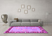 Machine Washable Animal Pink Traditional Rug in a Living Room, wshtr4684pnk