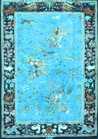 Animal Light Blue Traditional Rug, tr4684lblu