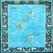 Square Machine Washable Animal Light Blue Traditional Rug, wshtr4684lblu