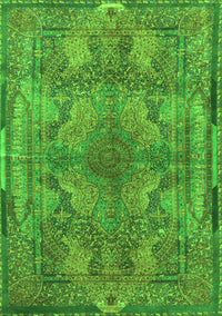 Medallion Green Traditional Rug, tr4685grn