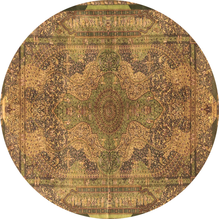 Round Medallion Brown Traditional Rug, tr4685brn