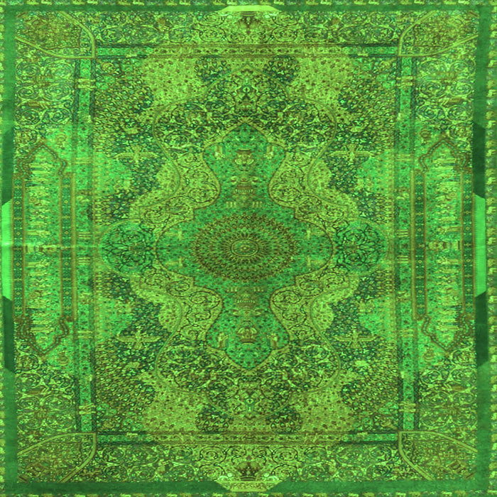 Serging Thickness of Medallion Green Traditional Rug, tr4685grn