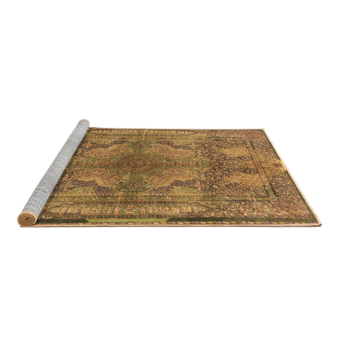 Sideview of Machine Washable Medallion Brown Traditional Rug, wshtr4685brn