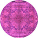 Round Medallion Pink Traditional Rug, tr4685pnk