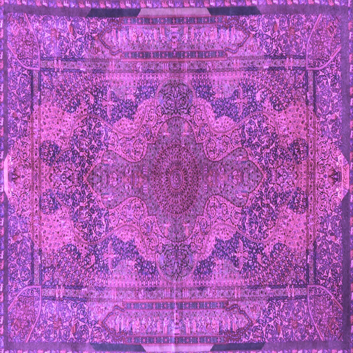 Square Machine Washable Medallion Purple Traditional Area Rugs, wshtr4685pur