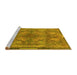 Sideview of Machine Washable Medallion Yellow Traditional Rug, wshtr4685yw