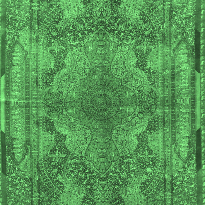 Machine Washable Medallion Emerald Green Traditional Area Rugs, wshtr4685emgrn