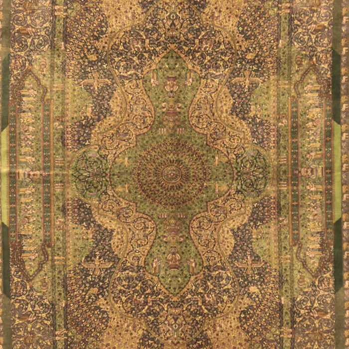 Machine Washable Medallion Brown Traditional Rug, wshtr4685brn