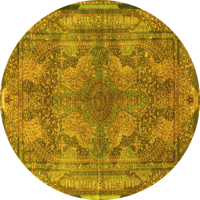 Round Medallion Yellow Traditional Rug, tr4685yw