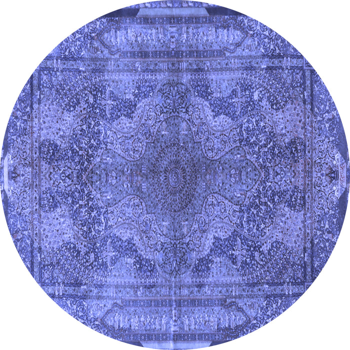 Round Medallion Blue Traditional Rug, tr4685blu