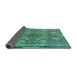 Sideview of Medallion Turquoise Traditional Rug, tr4685turq