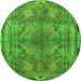 Machine Washable Medallion Green Traditional Area Rugs, wshtr4685grn