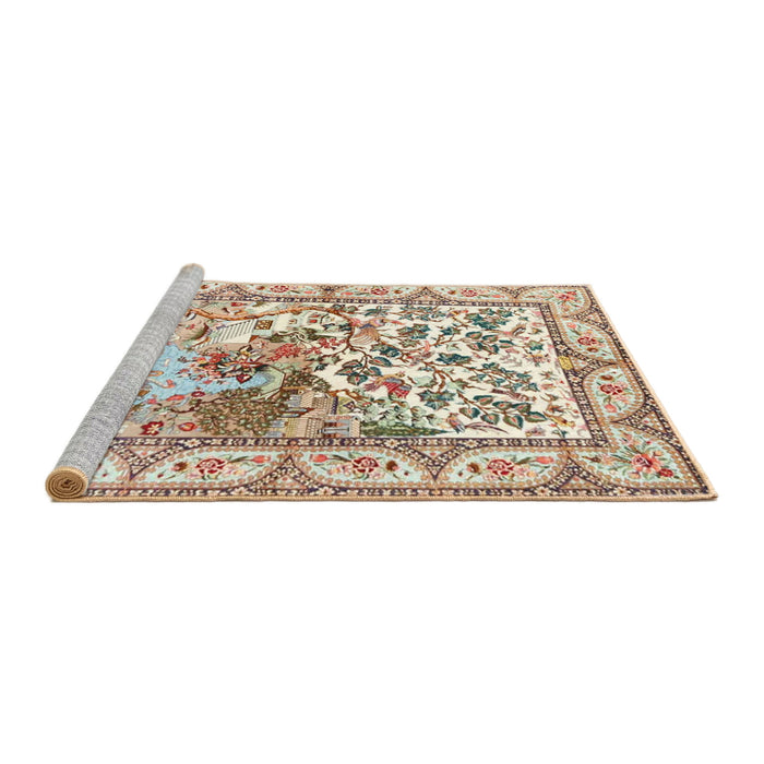 Sideview of Machine Washable Traditional Gold Brown Rug, wshtr4686