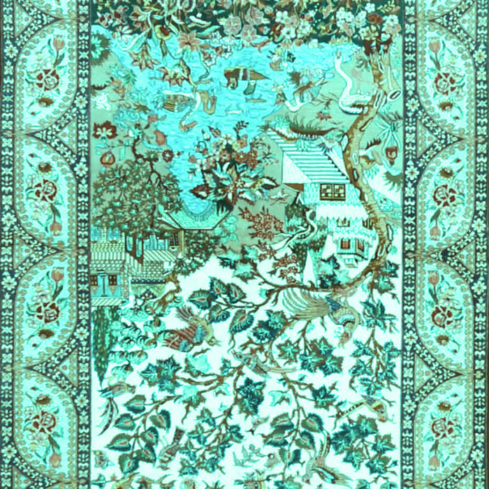 Animal Turquoise Traditional Rug, tr4686turq