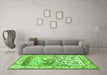 Machine Washable Animal Green Traditional Area Rugs in a Living Room,, wshtr4686grn