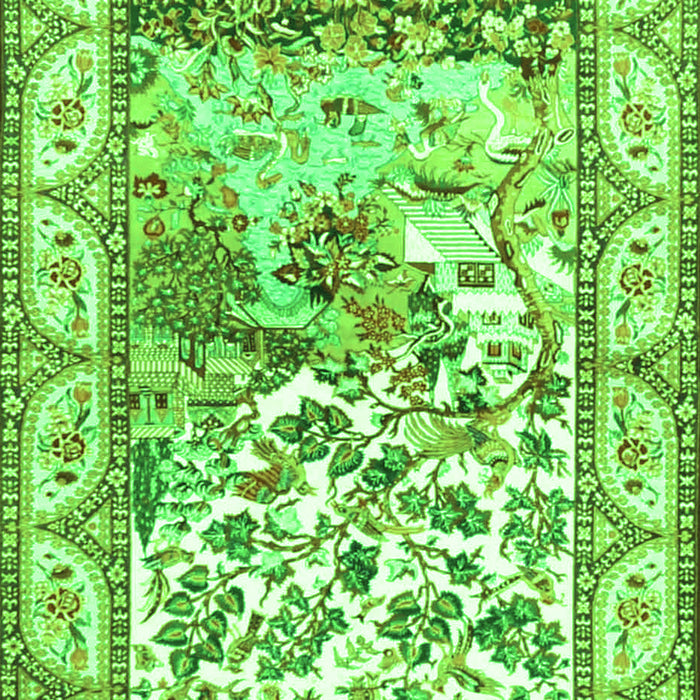 Serging Thickness of Machine Washable Animal Green Traditional Area Rugs, wshtr4686grn