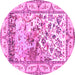 Round Machine Washable Animal Pink Traditional Rug, wshtr4686pnk