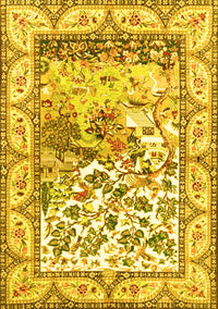 Animal Yellow Traditional Rug, tr4686yw