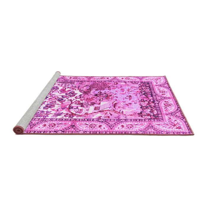 Sideview of Machine Washable Animal Pink Traditional Rug, wshtr4686pnk