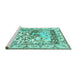 Sideview of Machine Washable Animal Turquoise Traditional Area Rugs, wshtr4686turq