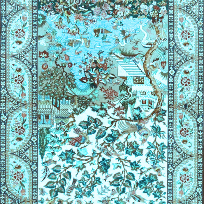 Machine Washable Animal Light Blue Traditional Rug, wshtr4686lblu