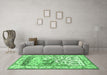 Machine Washable Animal Emerald Green Traditional Area Rugs in a Living Room,, wshtr4686emgrn