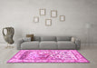 Machine Washable Animal Pink Traditional Rug in a Living Room, wshtr4686pnk