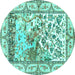 Round Animal Turquoise Traditional Rug, tr4686turq