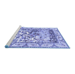 Sideview of Machine Washable Animal Blue Traditional Rug, wshtr4686blu